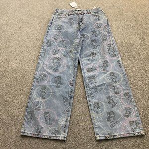 Adika Jeans Graphic Wide Leg Super Cool Bohemian NWT XLarge   - 1F1074